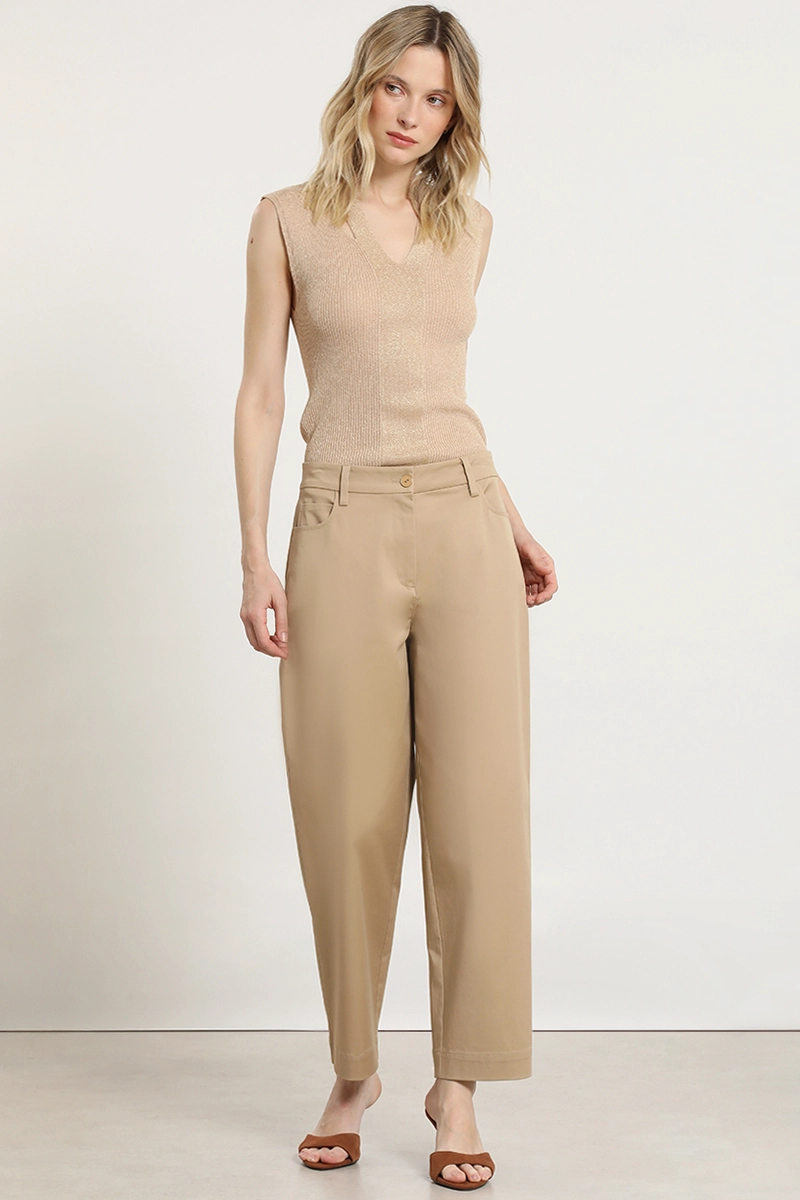 PANTALON BARREL, TIRO ALTO, BEIGE LIOLA - 6