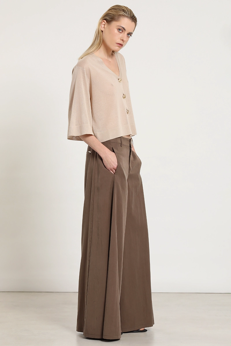 PANTALON ANCHO LYOCELL MIX, TABACO LIOLA - 3