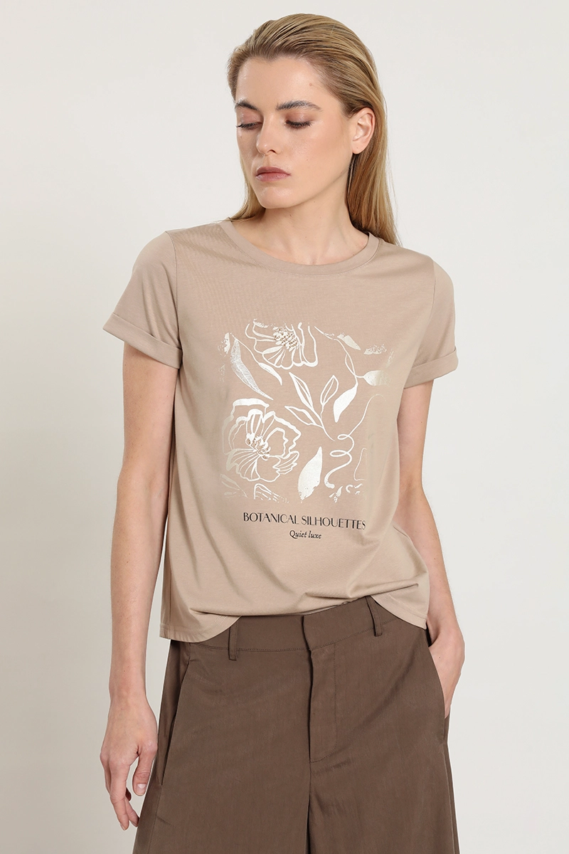 POLERA ESTAMPADO BOTANICAL SILHOUETTE, BEIGE LIOLA - 1