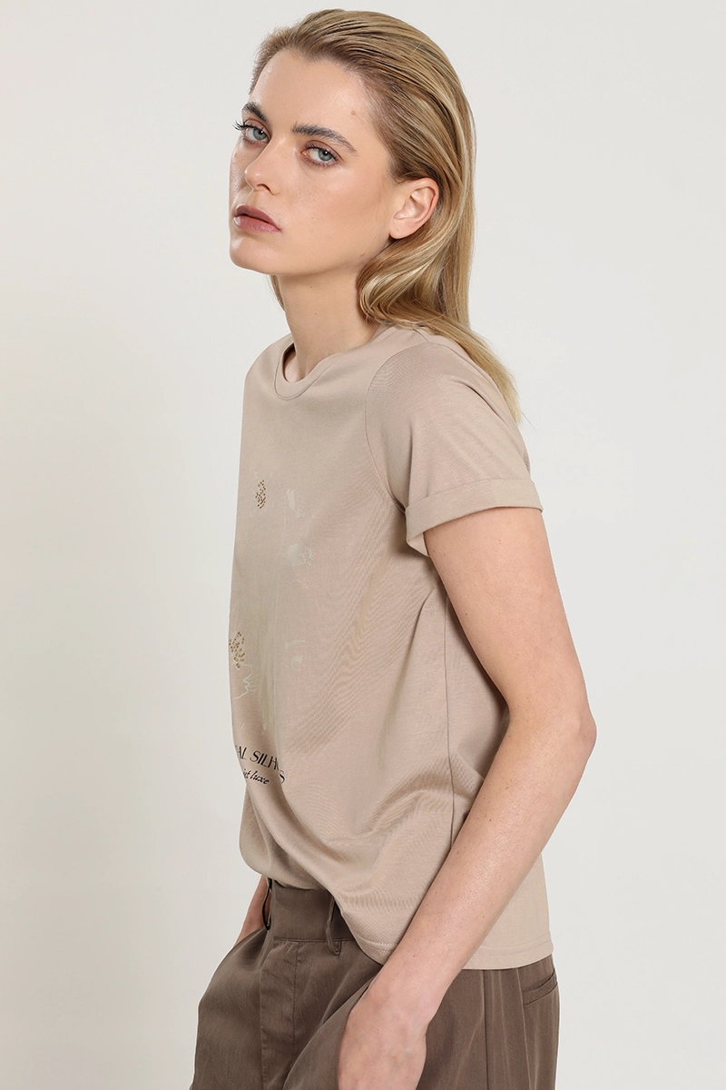 POLERA ESTAMPADO BOTANICAL SILHOUETTE, BEIGE LIOLA - 3