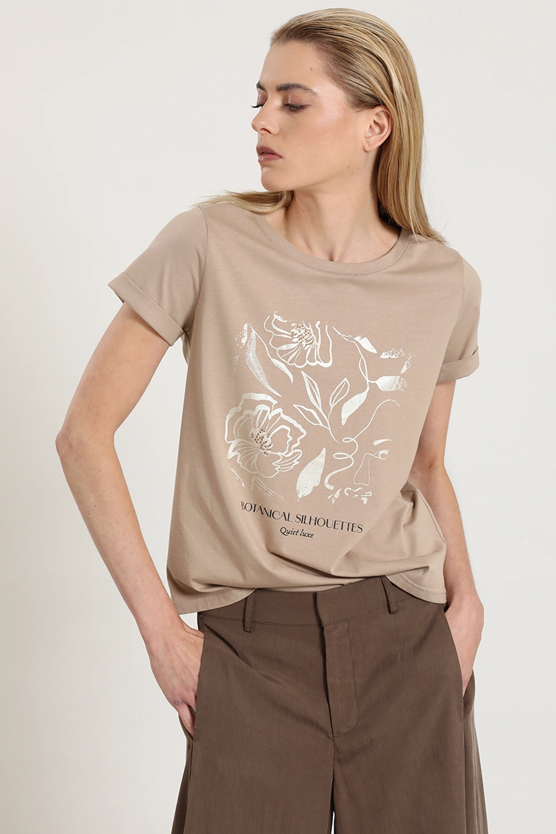 POLERA ESTAMPADO BOTANICAL SILHOUETTE, BEIGE LIOLA - 4