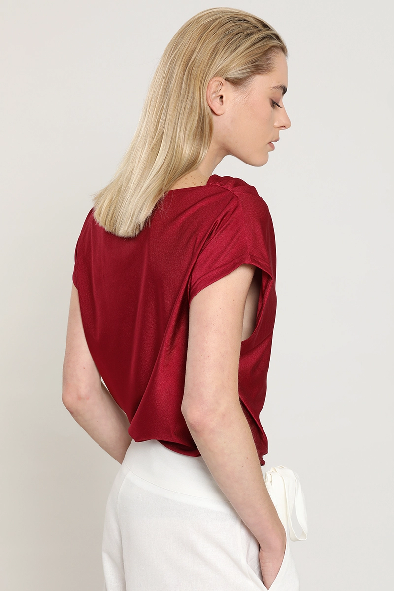 POLERA ESCOTE DRAPEADO, GUINDA LIOLA - 4