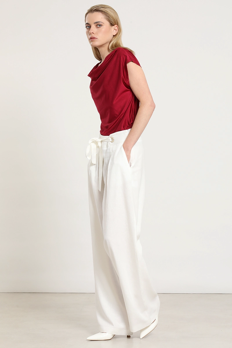 POLERA ESCOTE DRAPEADO, GUINDA LIOLA - 5