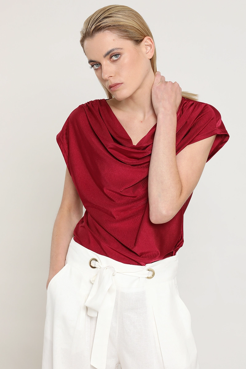 POLERA ESCOTE DRAPEADO, GUINDA LIOLA - 6