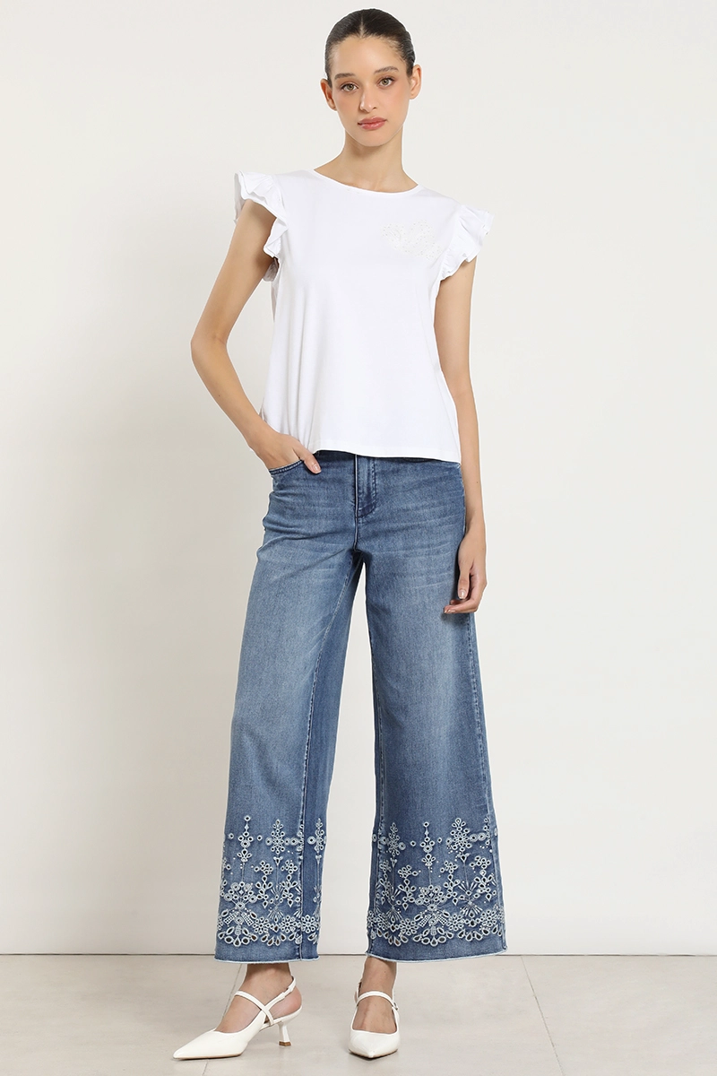 POLERA BORDADO, APLICACION STRASS, CRUDO LIOLA - 1