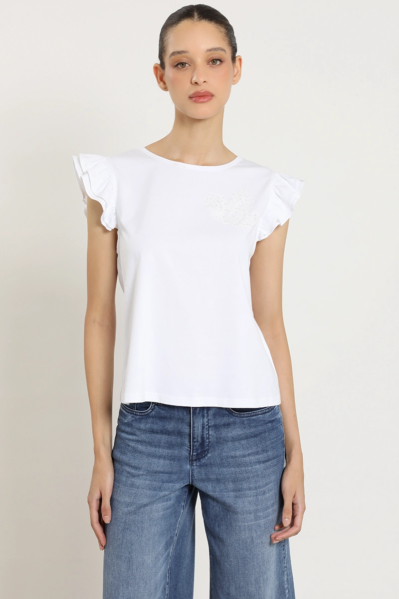 POLERA BORDADO, APLICACION STRASS, CRUDO LIOLA - 2