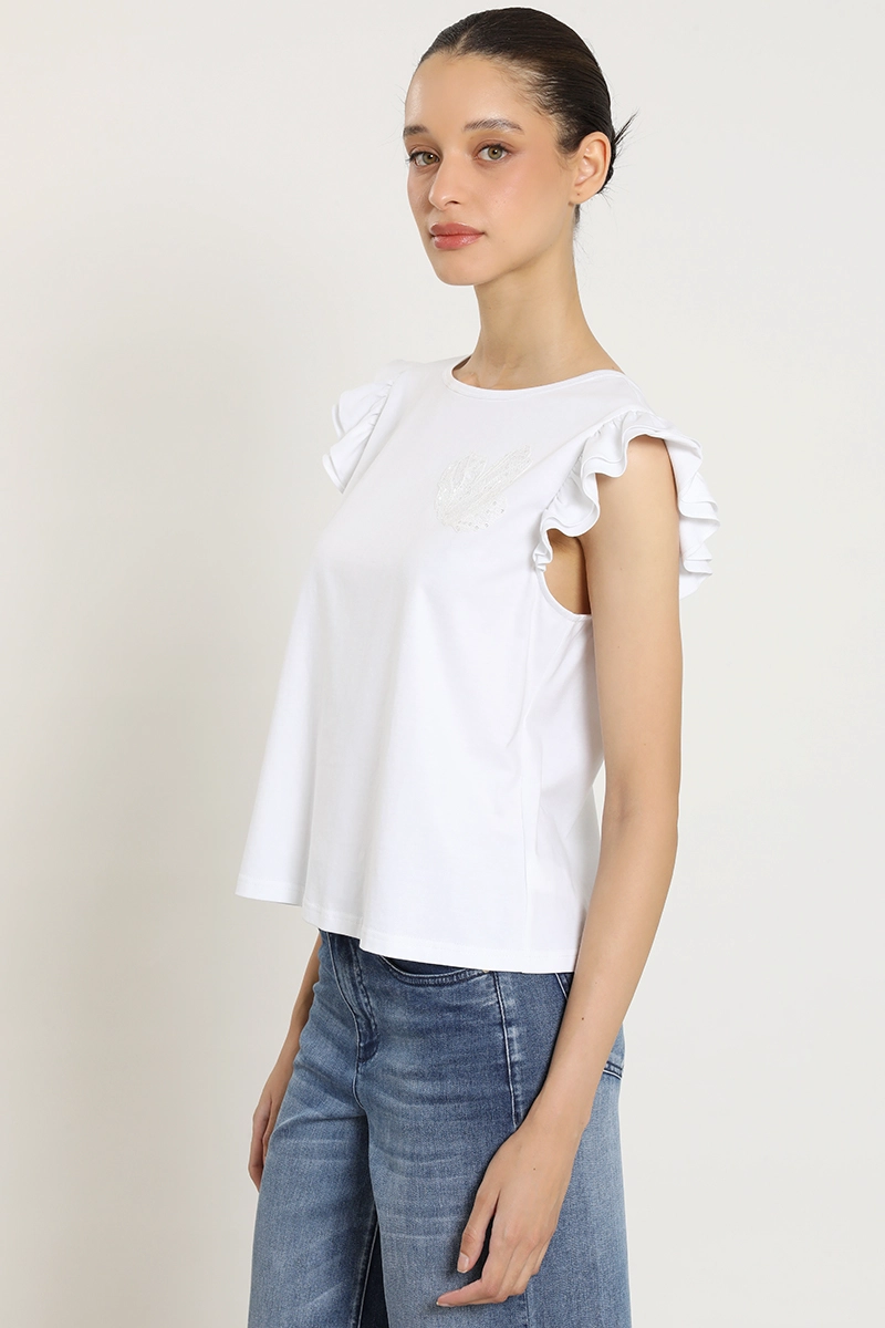 POLERA BORDADO, APLICACION STRASS, CRUDO LIOLA - 3