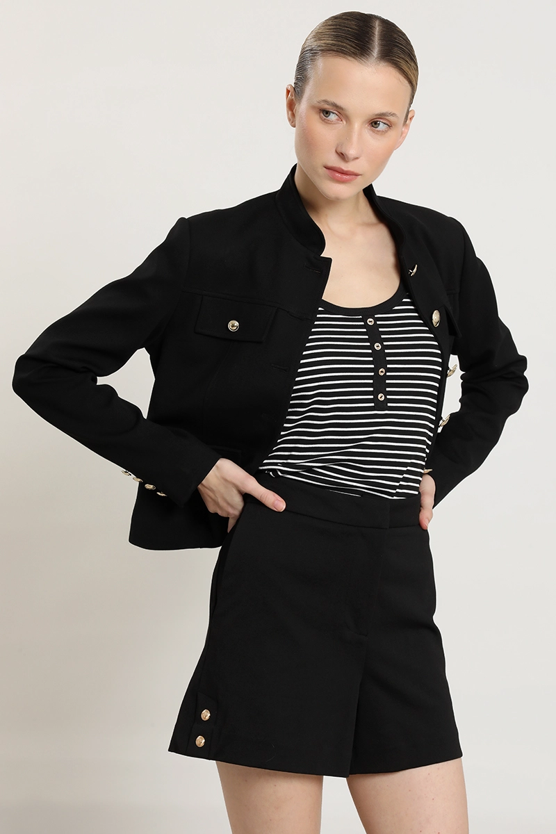 POLERA RAYAS, BOTONES FANTASIA, NEGRO LIOLA - 2
