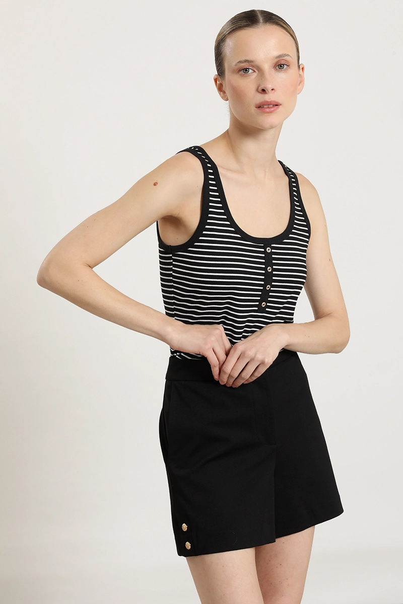 POLERA RAYAS, BOTONES FANTASIA, NEGRO LIOLA - 6