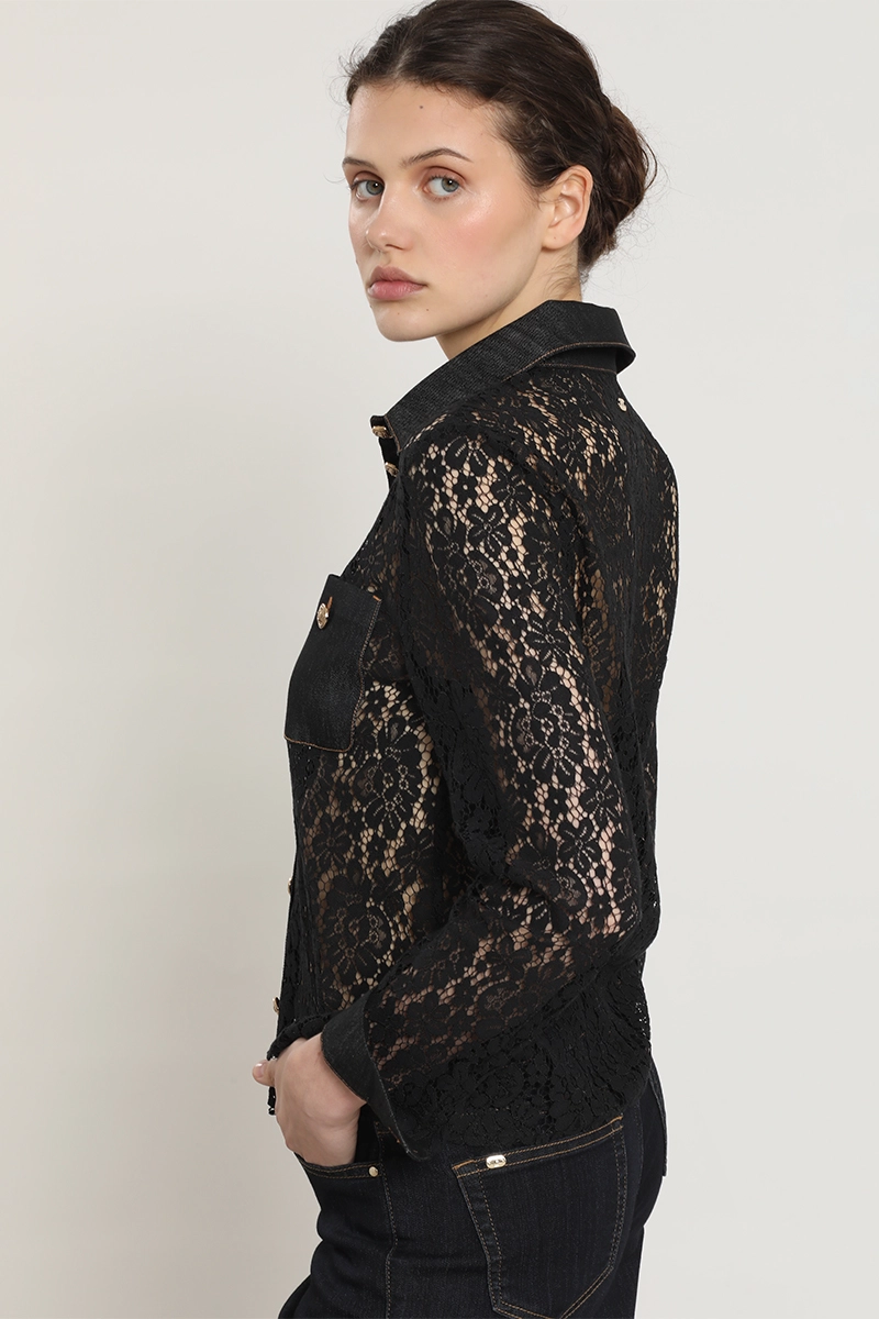 BLUSA MIX ENCAJE DENIM, NEGRO LIOLA - 6