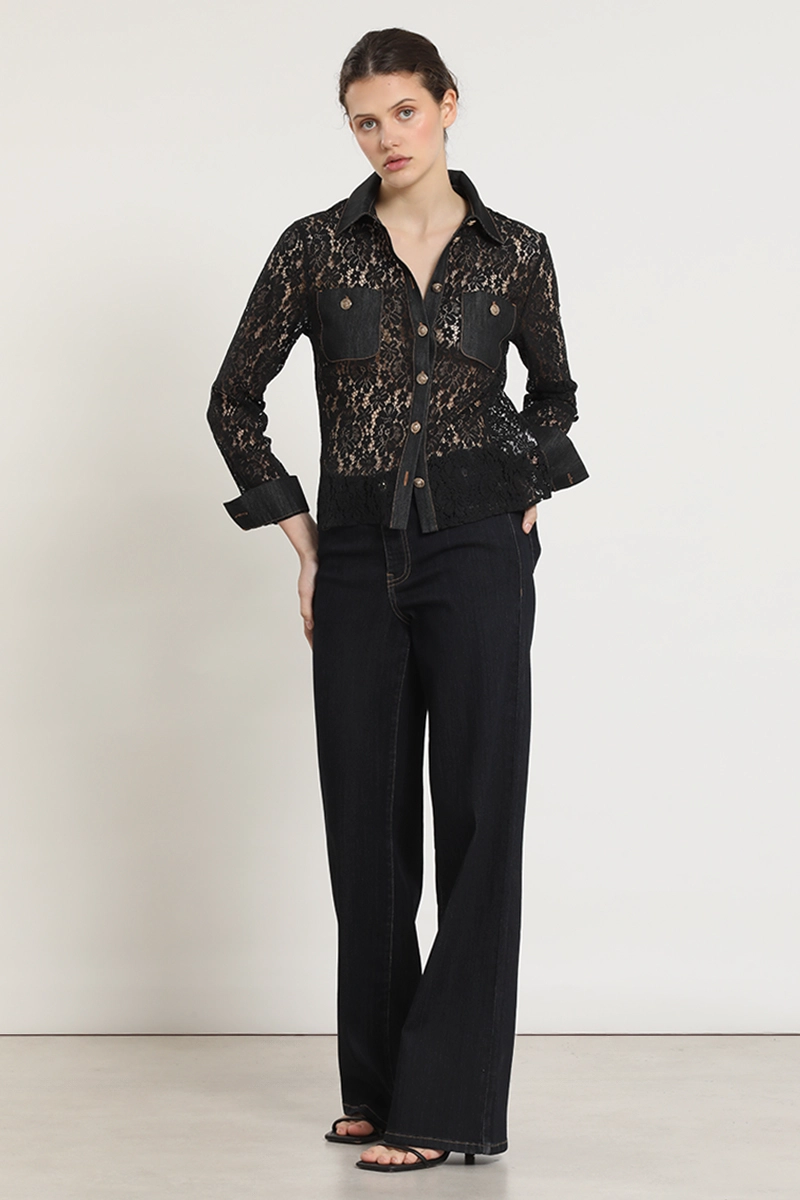 BLUSA MIX ENCAJE DENIM, NEGRO LIOLA - 7