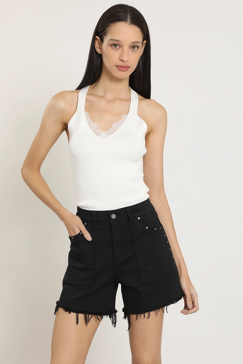 SHORT JEANS COLOR, TACHAS, NEGRO LIOLA - 6