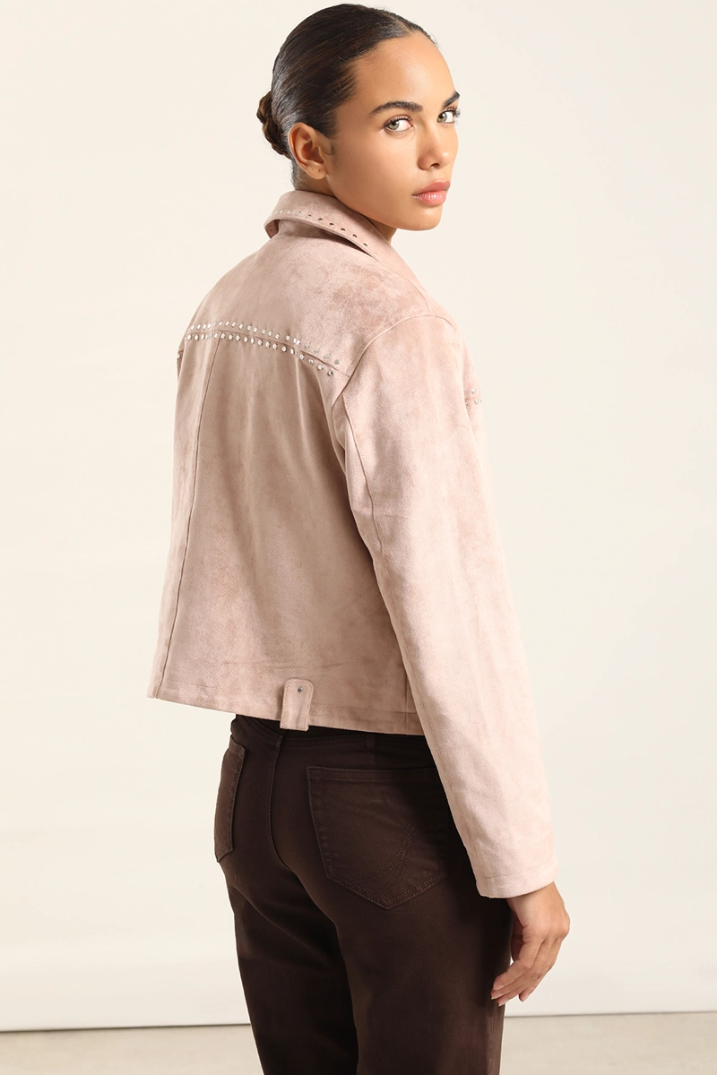 CHAQUETA TACHAS EFECTO GAMUZA, ROSA LIOLA - 4