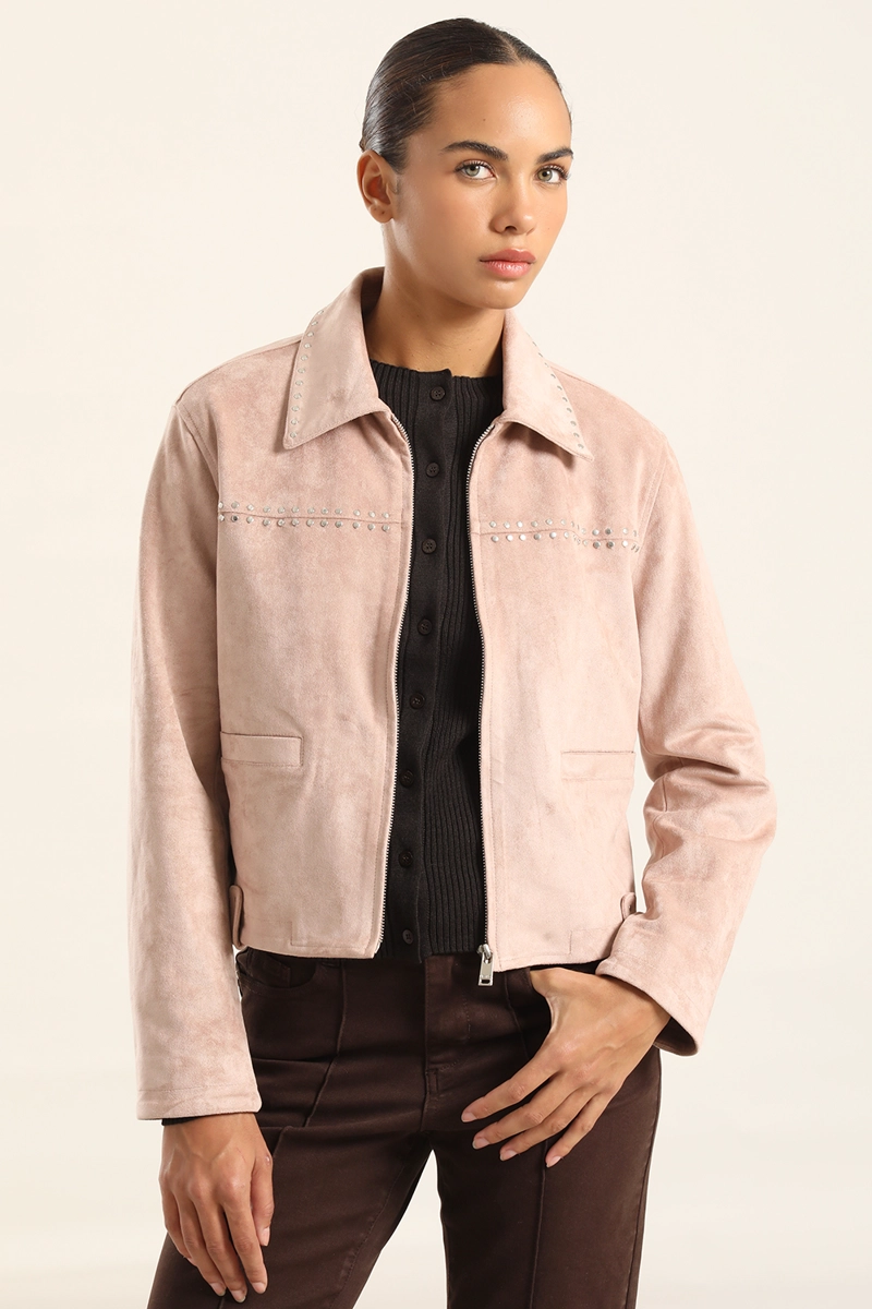 CHAQUETA TACHAS EFECTO GAMUZA, ROSA LIOLA - 5