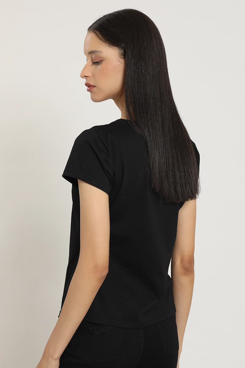 POLERA ESTAMPADO, APLICACION STRASS, NEGRO LIOLA - 5