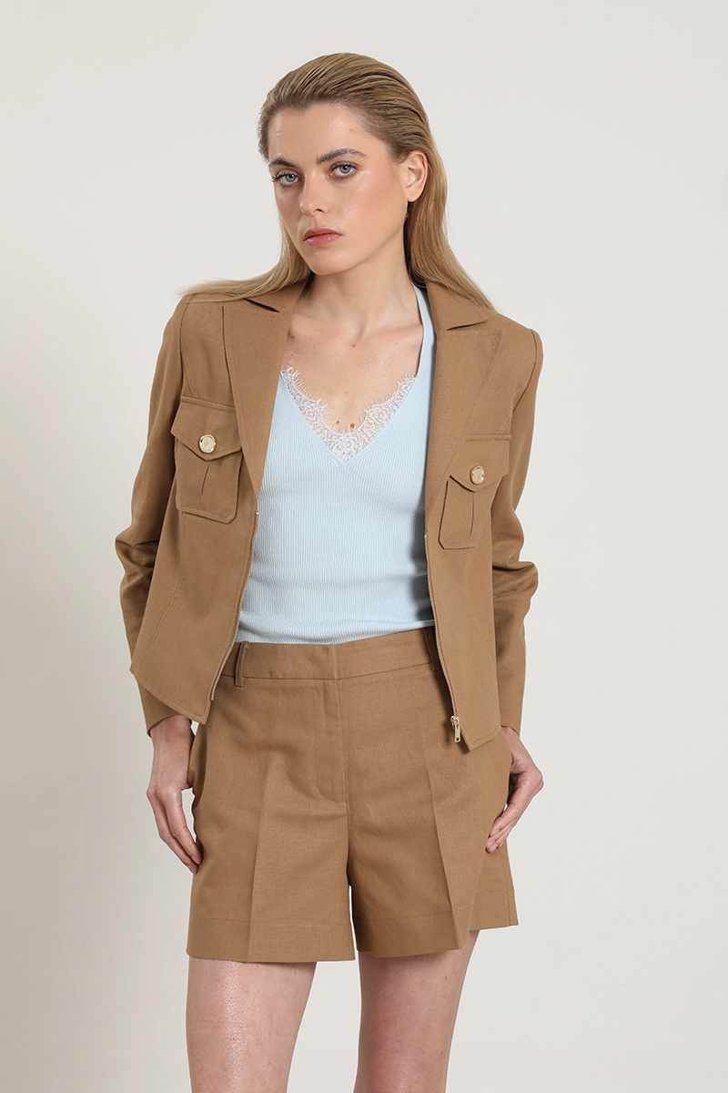 SHORT BASICO, LINO ALGODON, CAMEL LIOLA - 2