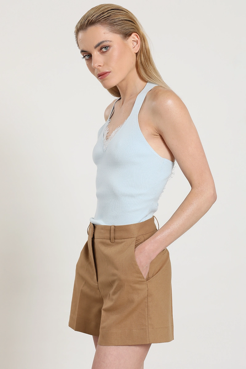 SHORT BASICO, LINO ALGODON, CAMEL LIOLA - 5