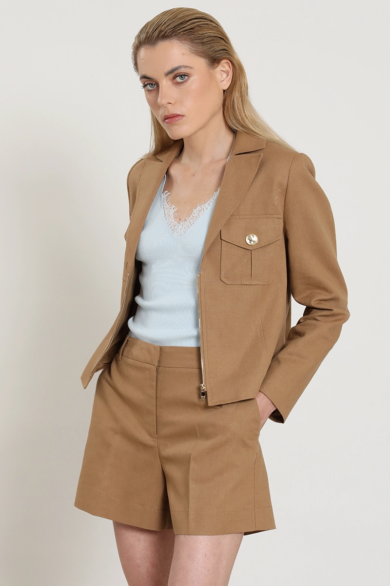 SHORT BASICO, LINO ALGODON, CAMEL LIOLA - 6