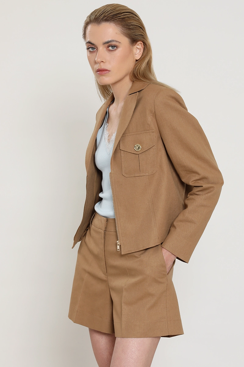 SHORT BASICO, LINO ALGODON, CAMEL LIOLA - 7