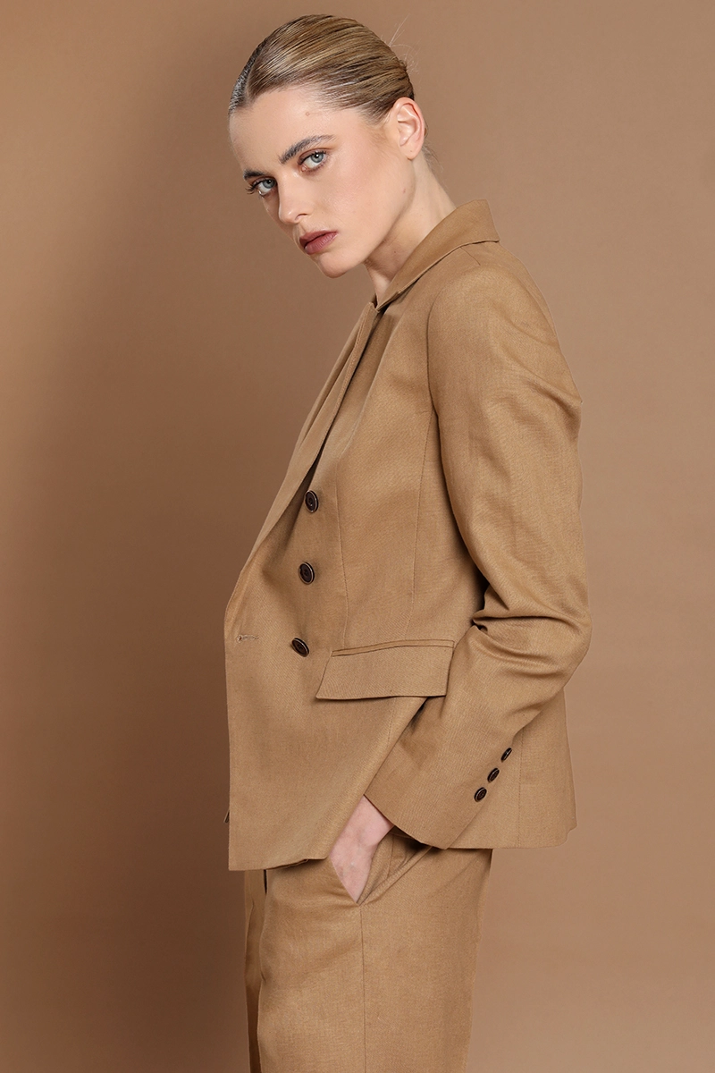 BLAZER CRUZADO, LINO ALGODON, CAMEL LIOLA - 2