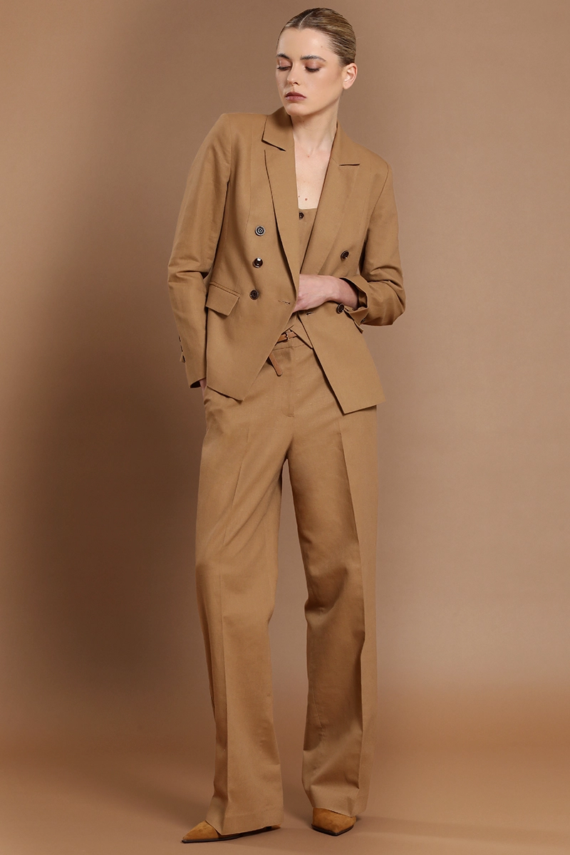 BLAZER CRUZADO, LINO ALGODON, CAMEL LIOLA - 4