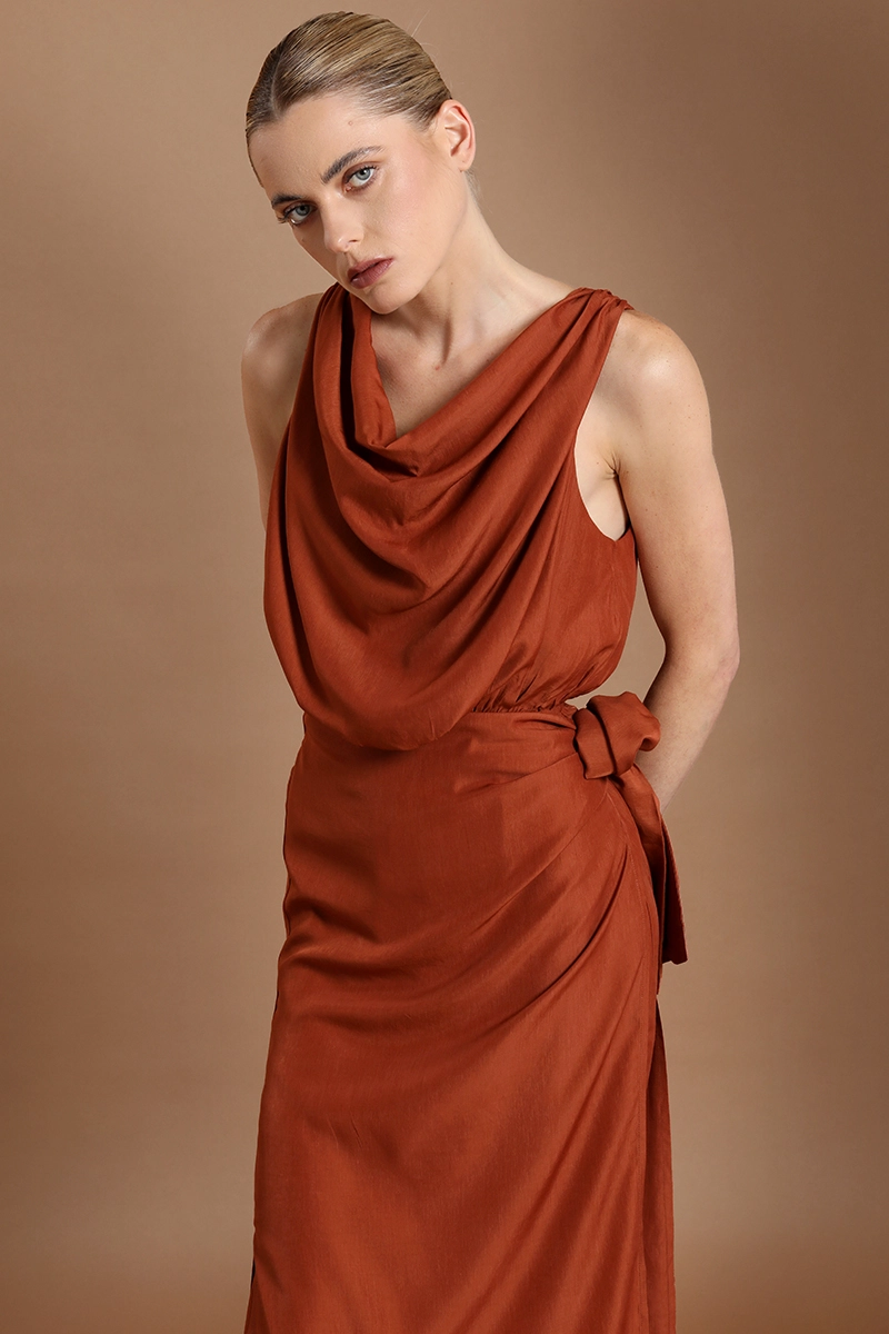 VESTIDO LARGO, ENVOLVENTE ELASTICADA, OXIDO LIOLA - 6
