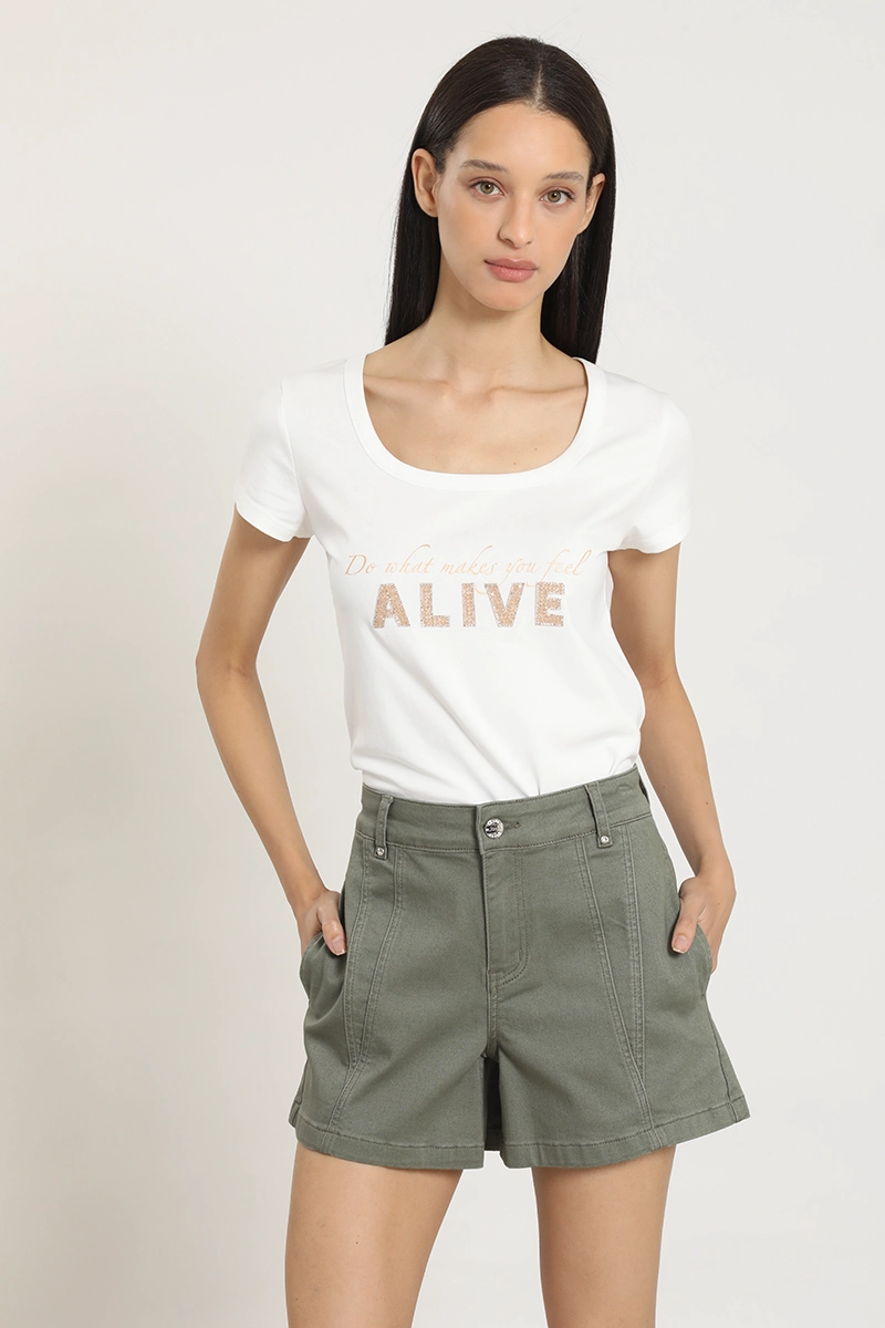 POLERA ESTAMPADO, APLICACION STRASS, CRUDO LIOLA - 1