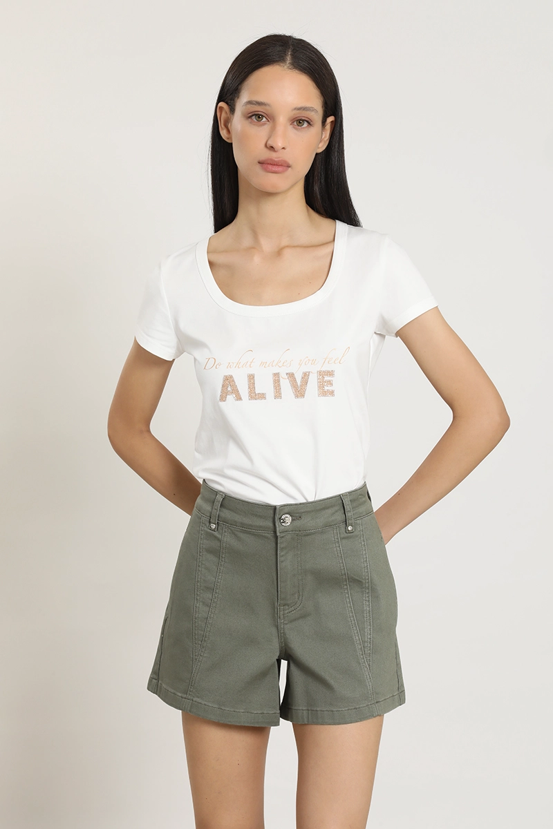 POLERA ESTAMPADO, APLICACION STRASS, CRUDO LIOLA - 4