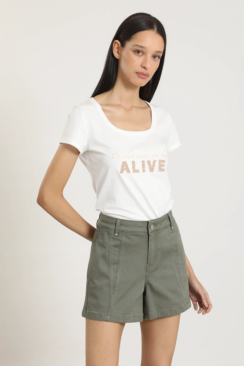 POLERA ESTAMPADO, APLICACION STRASS, CRUDO LIOLA - 5