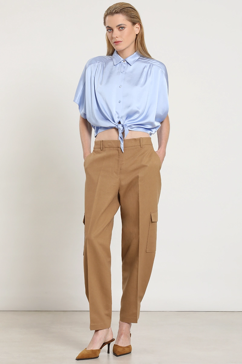 PANTALON CARGO, LINO ALGODON, CAMEL LIOLA - 6