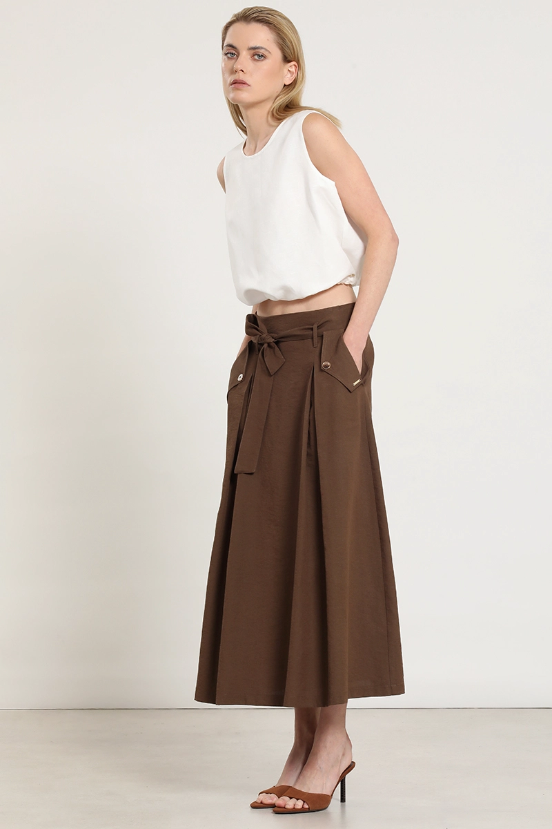 FALDA MIDI LAZADA, CHOCOLATE LIOLA - 2