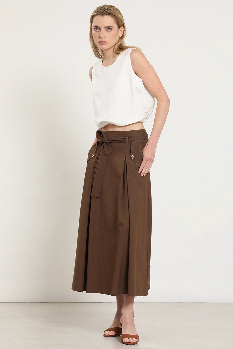 FALDA MIDI LAZADA, CHOCOLATE LIOLA - 3