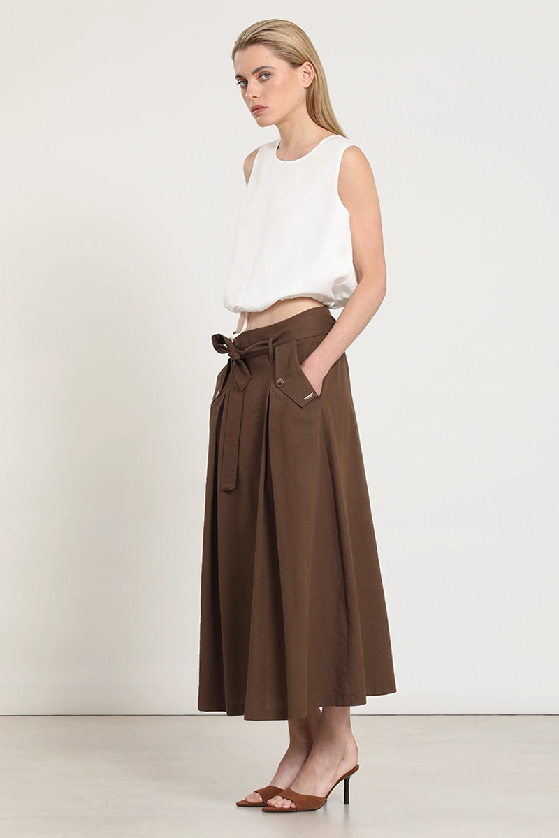 FALDA MIDI LAZADA, CHOCOLATE LIOLA - 6