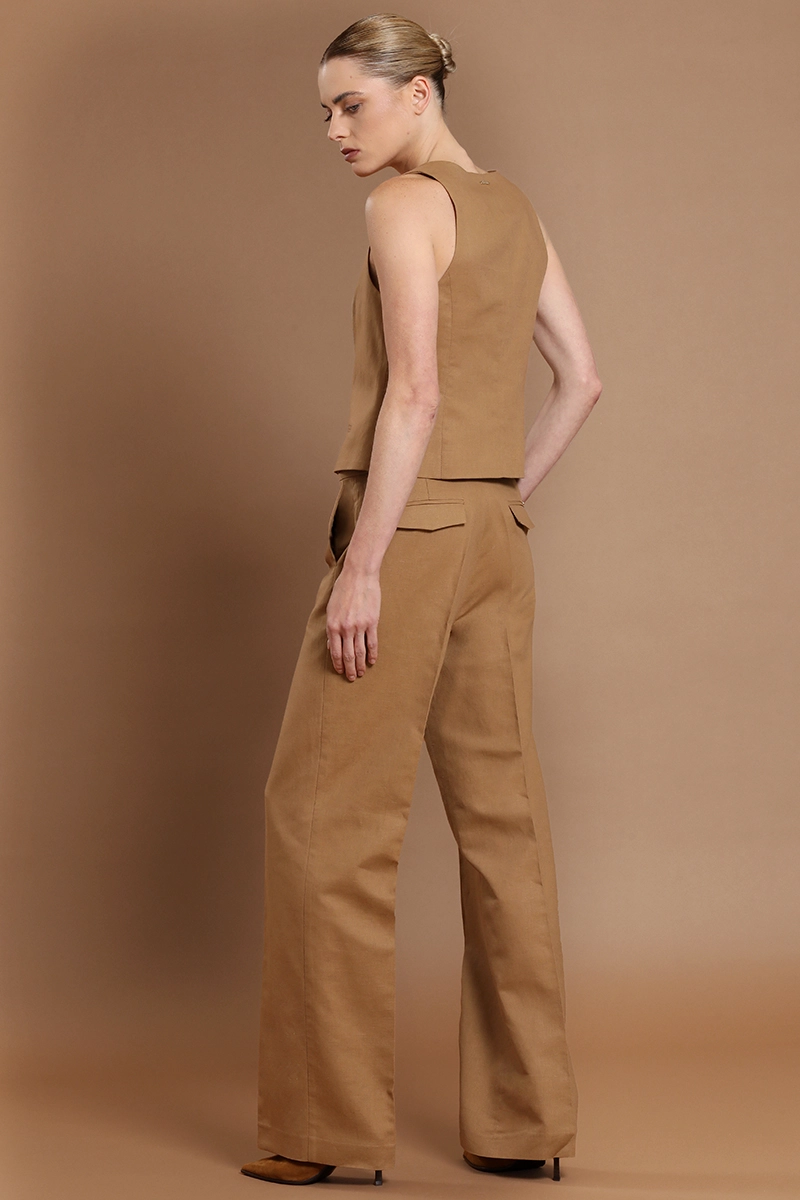 PANTALON RECTO, LINO ALGODON, CAMEL LIOLA - 3