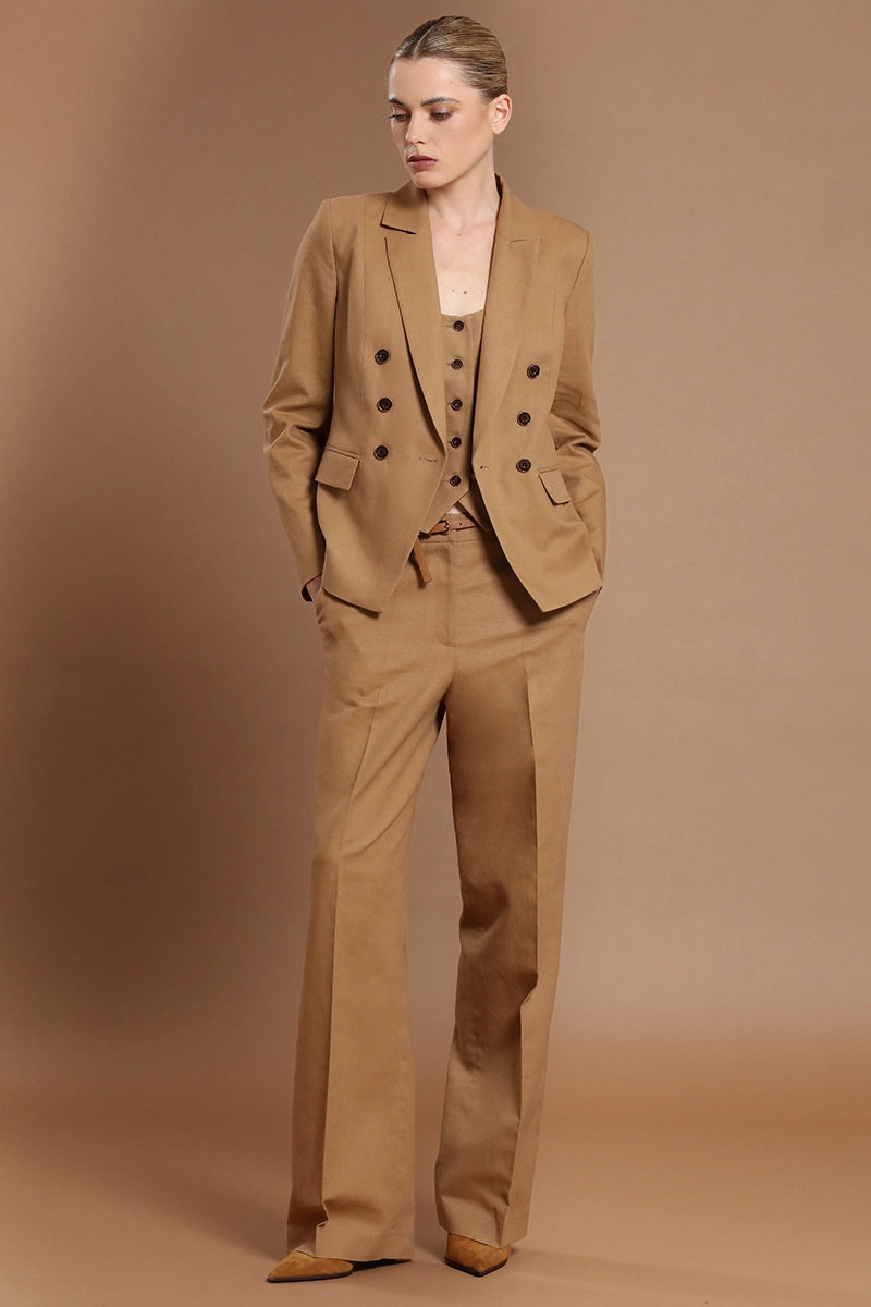 PANTALON RECTO, LINO ALGODON, CAMEL LIOLA - 4
