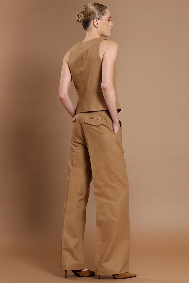 PANTALON RECTO, LINO ALGODON, CAMEL LIOLA - 7