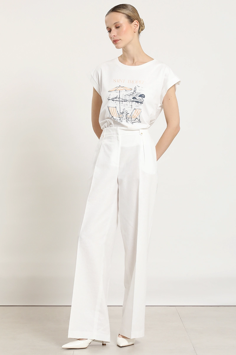 PANTALON ANCHO, LINO ALGODON, CRUDO LIOLA - 2