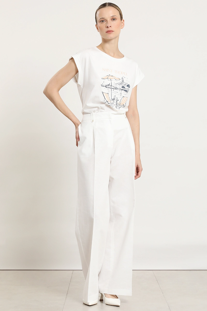 PANTALON ANCHO, LINO ALGODON, CRUDO LIOLA - 3
