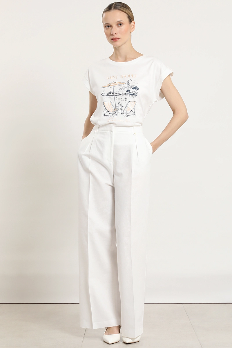 PANTALON ANCHO, LINO ALGODON, CRUDO LIOLA - 4