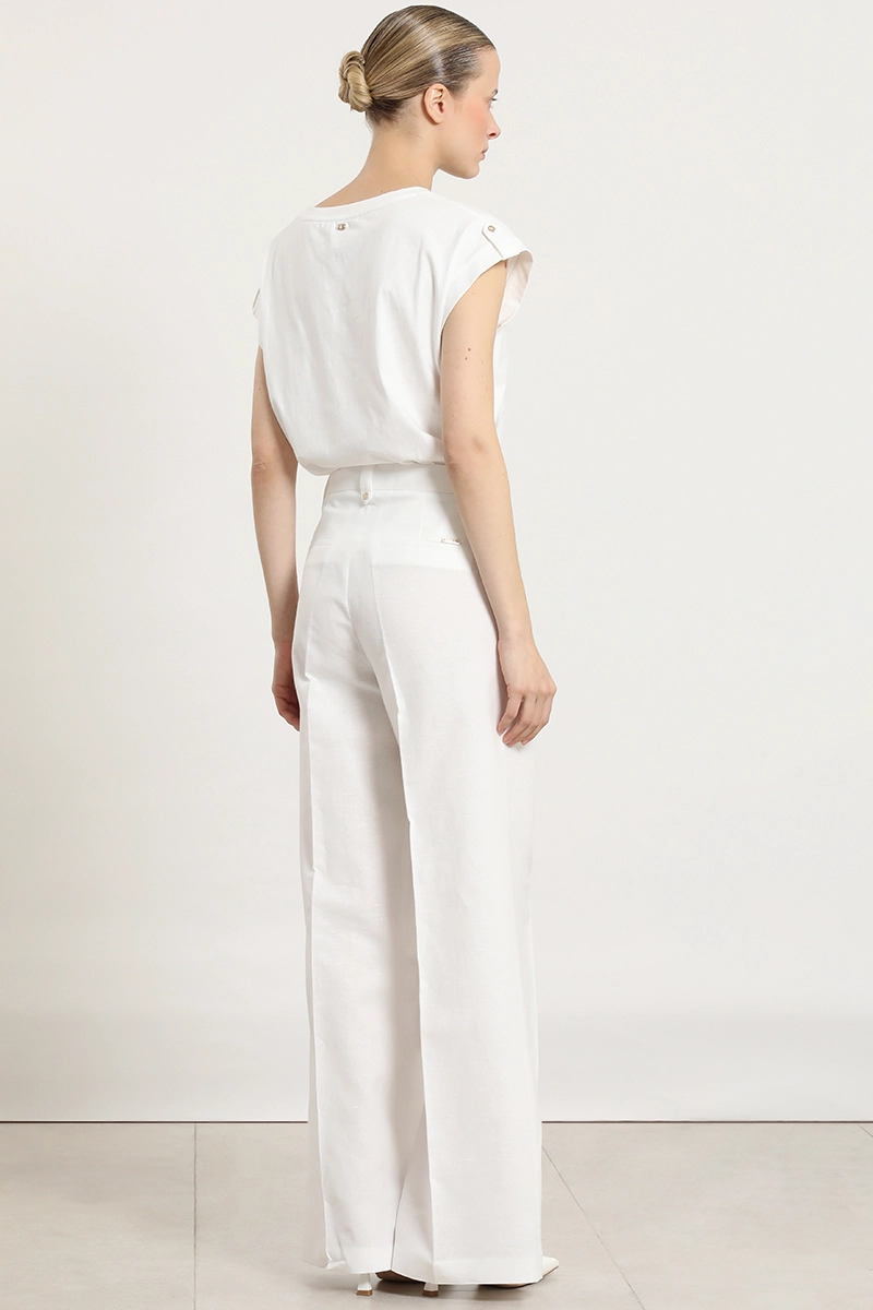 PANTALON ANCHO, LINO ALGODON, CRUDO LIOLA - 5