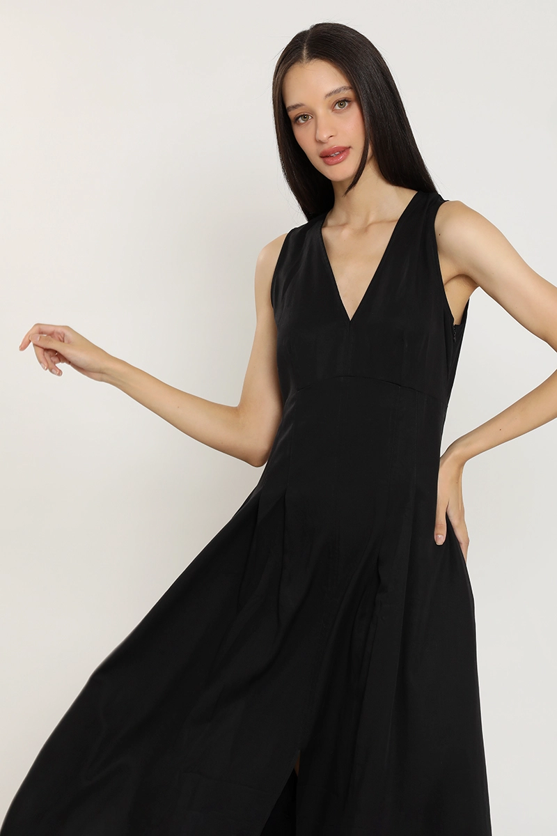 VESTIDO MIDI, LYOCELL, NEGRO LIOLA - 2