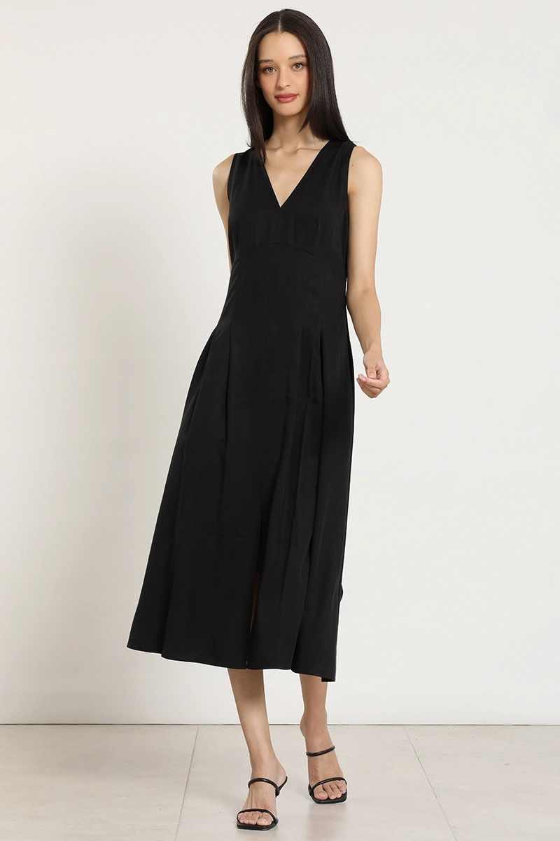 VESTIDO MIDI, LYOCELL, NEGRO LIOLA - 3