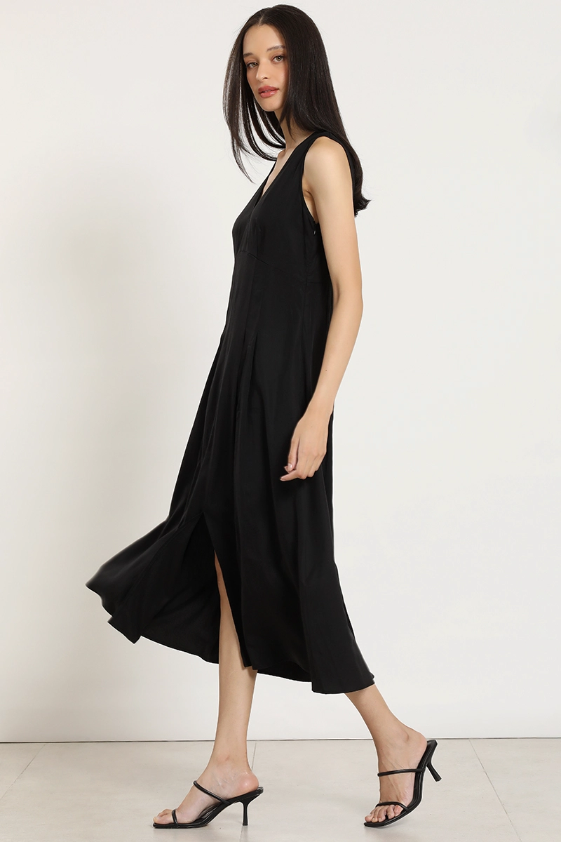 VESTIDO MIDI, LYOCELL, NEGRO LIOLA - 4