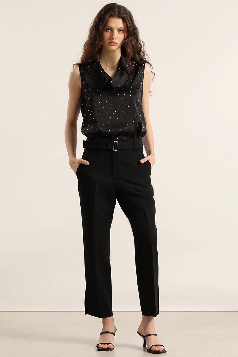 PANTALON SASTRE CON CINTURON, NEGRO LIOLA - 1