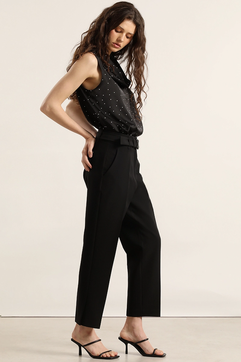 PANTALON SASTRE CON CINTURON, NEGRO LIOLA - 3