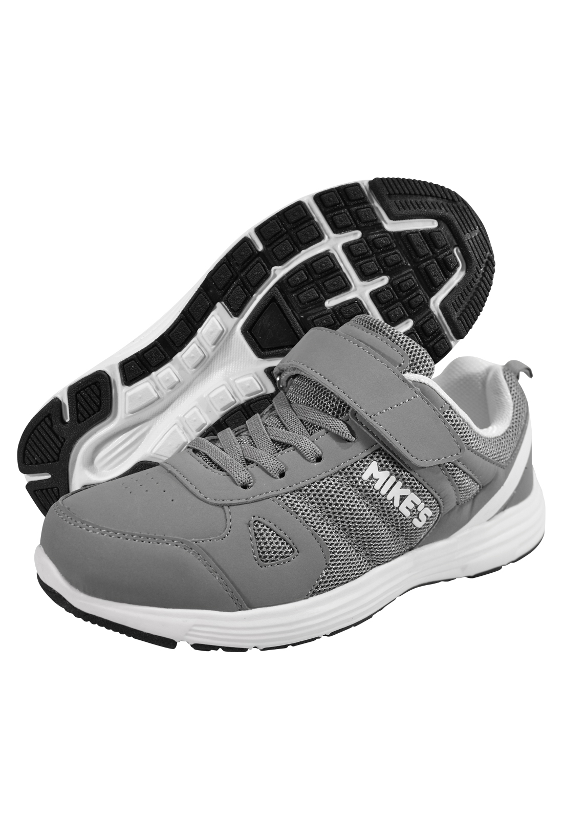 ZAPATILLA CON VELCRO Y CORDÓN ELASTICADO GRIS - 1