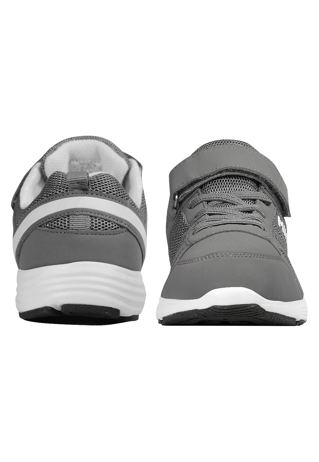 ZAPATILLA CON VELCRO Y CORDÓN ELASTICADO GRIS - 2