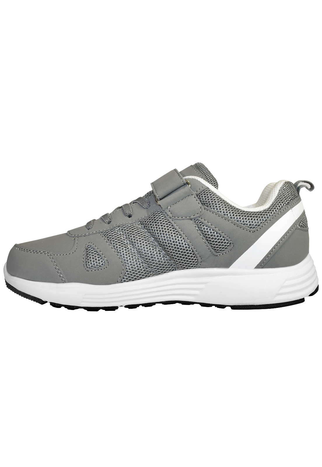 ZAPATILLA CON VELCRO Y CORDÓN ELASTICADO GRIS - 4