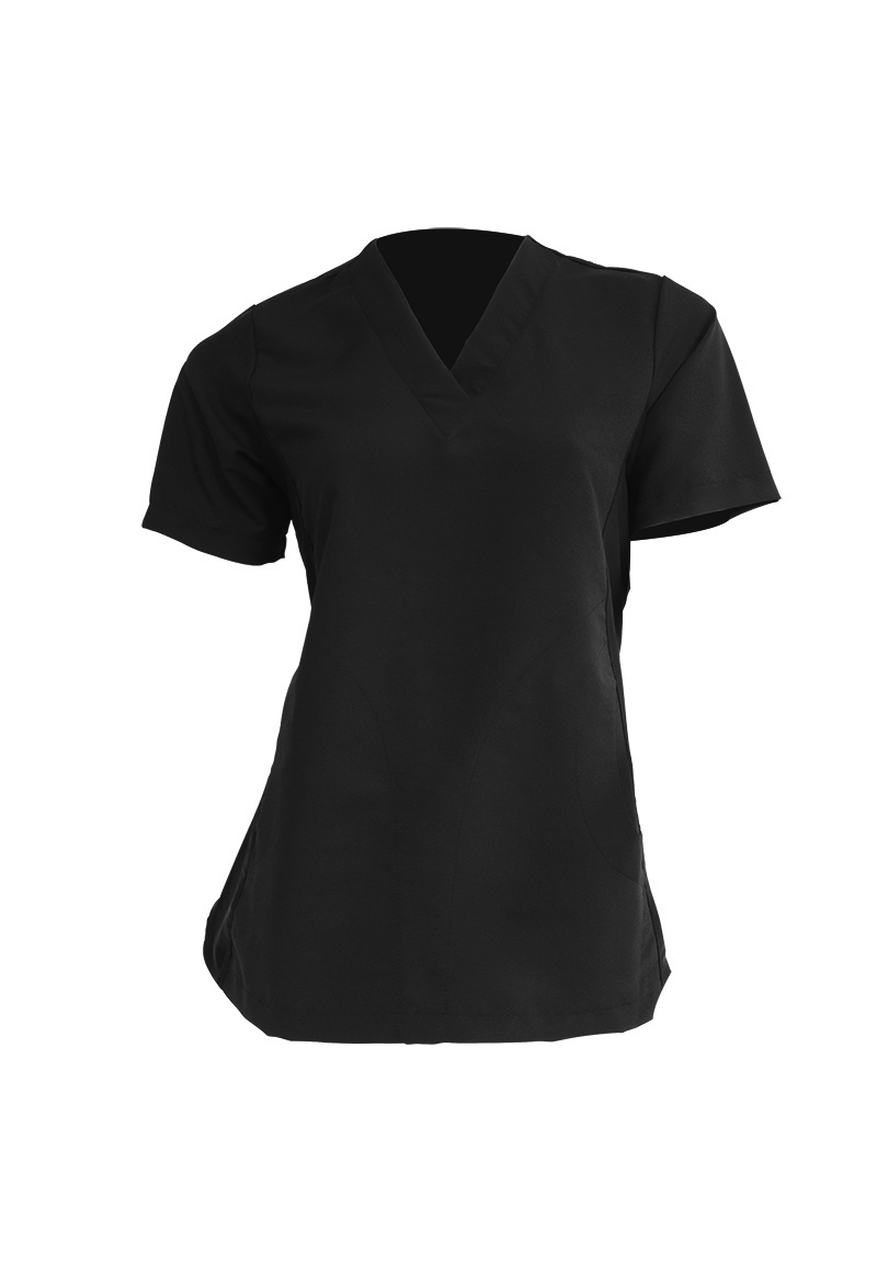 POLERA MUJER MIKE'S NEGRO ANTIFLUIDO UNIFORMES CLÍNICOS - 1