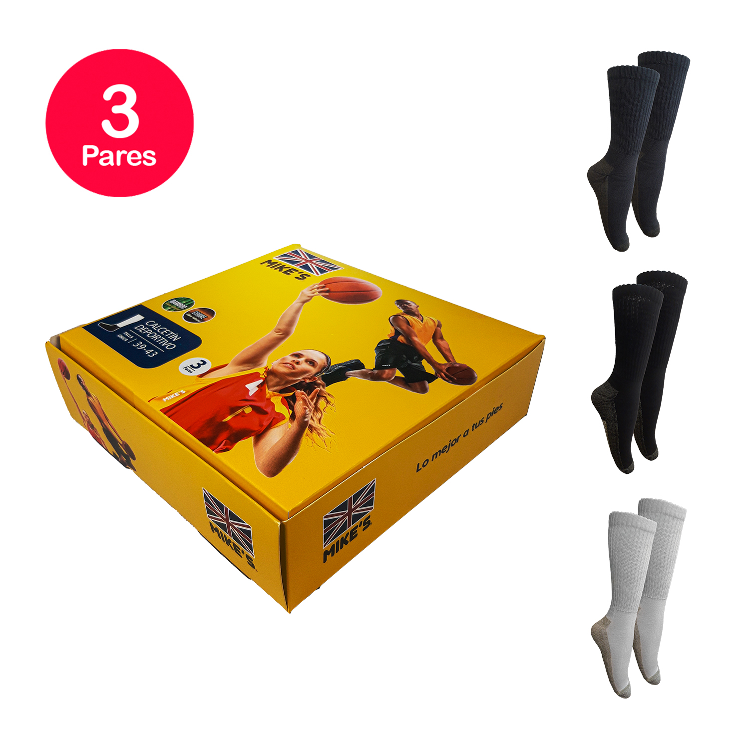 PACK X3 CALCETINES HOMBRE MIKE'S DEPORTIVO SIN COSTURA - 1